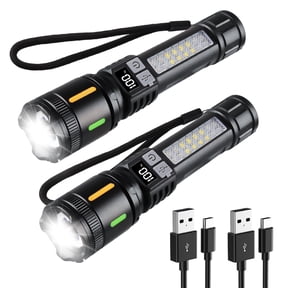 FiveBox LED Flashlights 2 Pack, 2000 Lumens Zoomable Rechargeable Flash Light, 5 Modes Super Bright Torch with Power Display, IPX5 Waterproof Handheld Flashlight for Outdoor Camping Hiking Emergency