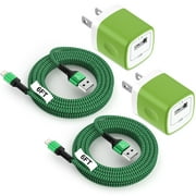 FiveBox 2 Pack iPhone Charger, Wall Charger Travel Charging Station Power Base with 6FT Lightning Cable, USB Charger Adapter Compatible for iPhone 14 13 12 11 Pro Max XR XS X, iPad(Green)