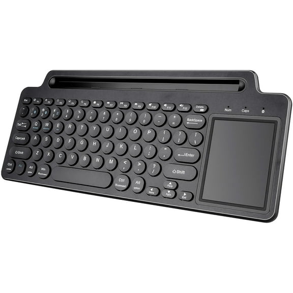 2.4G Wireless Keyboard with Touchpad, Multi-Device Bluetooth Keyboard with Built-in Cradle, Portable Computer Keyboard Quiet Computer Keyboard with Multimedia Keys for PC Computer Tablet Laptop