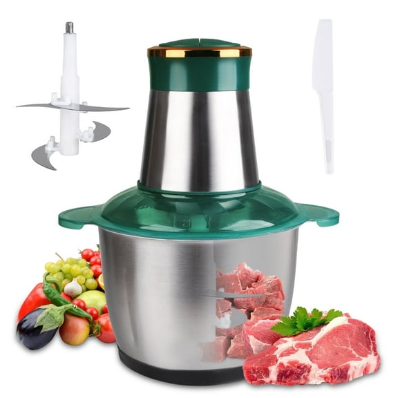 Electric Food Processor, 12 Cup Stainless Steel Bowl, FiveBox 2-Speed Food Chopper Electric Meat Grinder with Bi-Level Blades, Stainless Steel Mincer for Baby Food, Meat, Onion, Vegetables, Salad