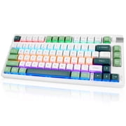 75% Wireless Mechanical Keyboard, 3-Mode BT5.0/2.4GHz/USB-C Hot Swappable Custom Keyboard with Knob, Mechanical Gaming Keyboards with RGB Backlit for PC/Tablet/PS/Xbox, White