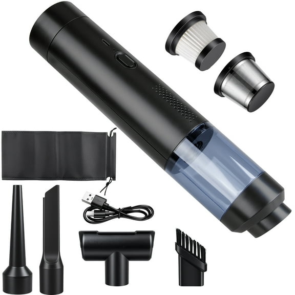 Handheld Vacuum Cordless, 19000Pa Brushless Car Vacuum Cleaner and Air Duster, Portable Hand Held Vacuum Rechargeable with Multi-Nozzles, Dust Busters for Car, Home, Pet Hair, Office, Keyboards,Black