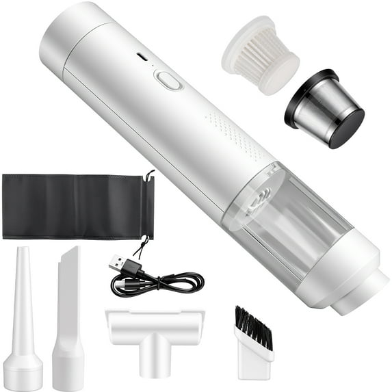 Handheld Vacuum Cordless, 19000Pa Brushless Car Vacuum Cleaner and Air Duster, Portable Hand Held Vacuum Rechargeable with Multi-Nozzles, Dust Busters for Car, Home, Pet Hair, Office, Keyboards,White