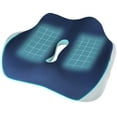 thumbnail image 1 of Memory Foam Seat Cushion for Office Chair, Ergonomic Office Chair Seat Cushion Butt Pillow Pressure Relief Pad with Washable Cover, Coccyx Cushion for Sciatica, Hip, Tailbone Pain Relief, Dark Blue, 1 of 7