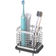 thumbnail image 1 of Toothbrush Holders with Water Absorbing Diatomite for Bathrooms, Electric Toothbrush Toothpaste Holder 2 Slots, Shower Tooth Brush Holder Bathroom Countertop Sink Caddy Sponge Organizers, Silver, 1 of 7