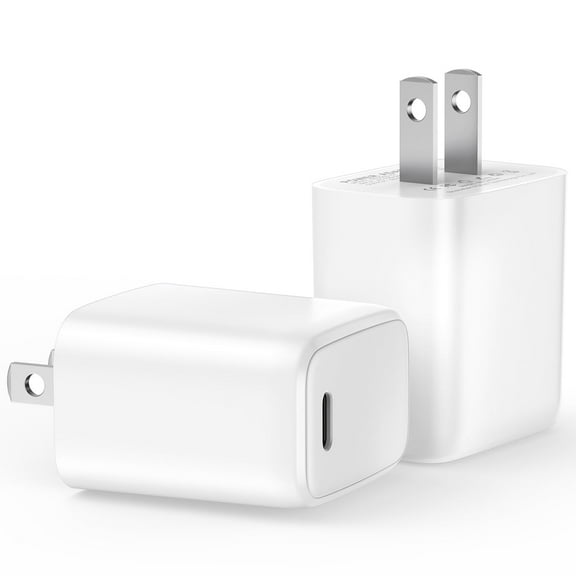 FiveBox USB C Charger Adapter, 2 Pack 20W Type-C PD Fast Charging Wall Charger Plug, Block Charger Plug Power Adapter USB C Brick Cube Box Compatible for iPhone 15 14 13 Pro Max, iPad, Galaxy(White)