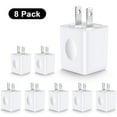 thumbnail image 1 of 8-Pack USB Wall Charger Block, FiveBox 2.1A Dual USB Port Wall Power Plug Adapter Cube, Fast Phone Charging Block Charging Box Brick Power Base Charging Station Phone Charger, White, 1 of 7