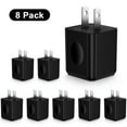 thumbnail image 1 of 8-Pack USB Wall Charger Block, FiveBox 2.1A Dual USB Port Wall Power Plug Adapter Cube, Fast Phone Charging Block Charging Box Brick Power Base Charging Station Phone Charger, Black, 1 of 7