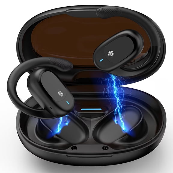 FiveBox Wireless Earbuds,Air Conduction Open Ear Bluetooth 5.3 Headphones for iPhone Android 36H Playtime Earphones HiFi Stereo Noise Cancelling Wireless Earbuds IPX5 Waterproof Headsets for Sports