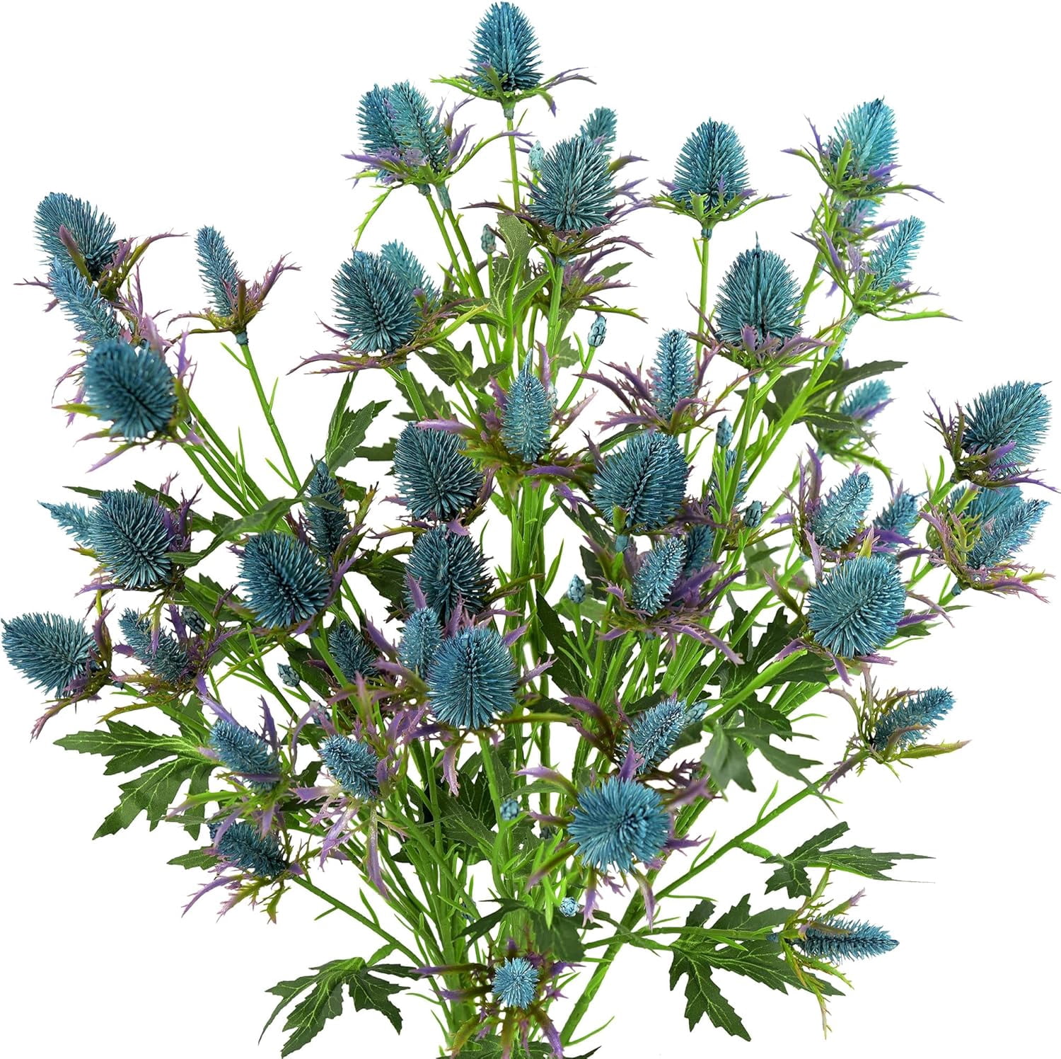 FiveSeasonStuff Eryngium Artificiale Real Touch (Cardo Marino) - Fiore Finto In Blu Grande, Misura Reale - 5