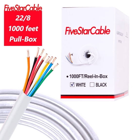 Five Star Cable 5S0033/22-8-HYG 22/8 Gauge 1000 ft White PVC Electrical Wire