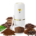 thumbnail image 1 of Portable Electric Burr Coffee Grinder, Mini Rechargeable Electric Coffee Bean Grinder with Cleaning Brush, Auto-Stop, Coffee Grinder for Espresso, French Press, Travel, Camping, Home & Office, White, 1 of 7