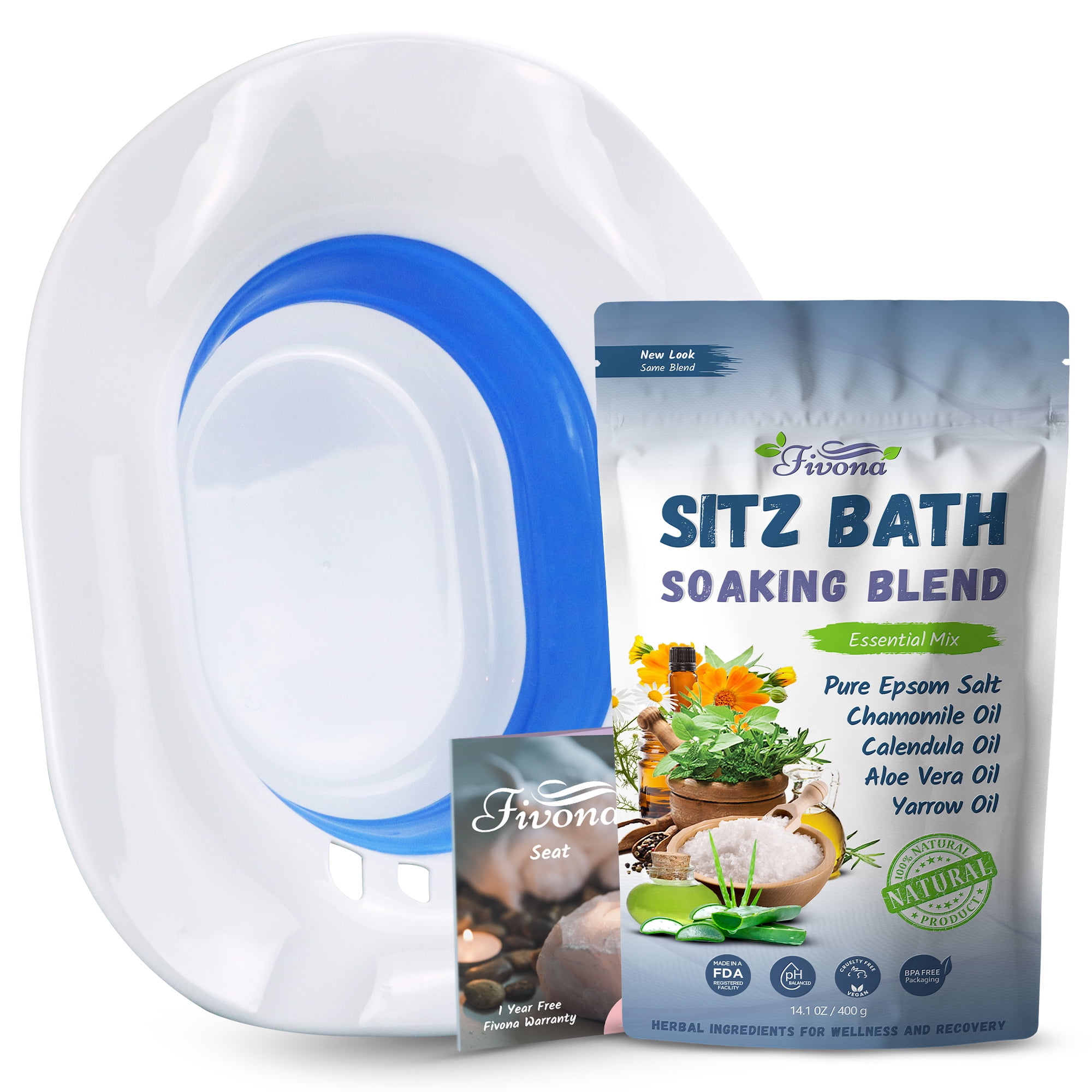Fivona 2 In 1 Sitz Bath Soak Kit Bundle of Seat and Epsom Salt With