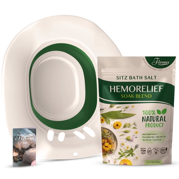 Fivona 2-in-1 Sitz Bath Soak Kit Over The Toilet Seat with Epsom Salt Blend with Essential Oils