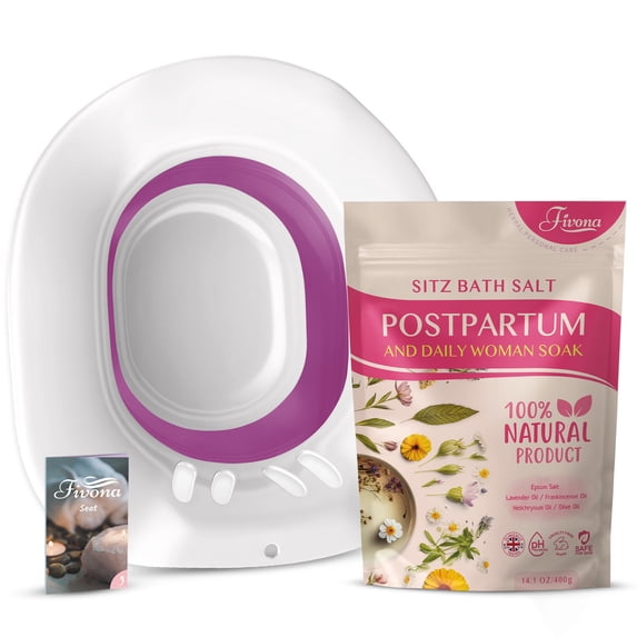 Fivona 2-in-1 Sitz Bath Soak Kit Over The Toilet Seat with Epsom Salt Blend with Essential Oils