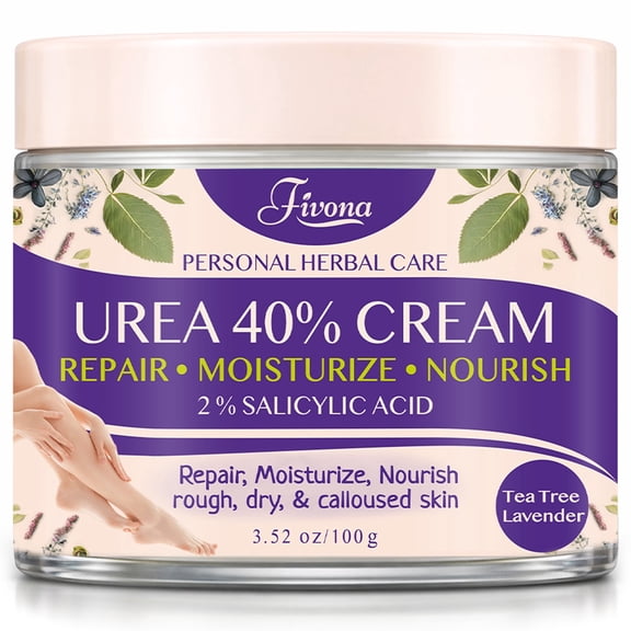 Fivona 40% Urea Cream with 2% Salicylic Acid – Foot Cream with Tea Tree and Lavender Extracts | Hydrating Foot Lotion for Dry, Cracked Heels & Rough Skin