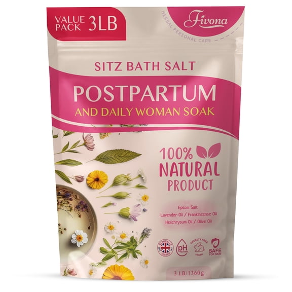 Fivona Postpartum Soak Blend 48oz - Sitz Bath Salt Natural Soaking Blend - Epsom Salt with Pure Essentials Oils