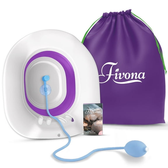 Fivona Sitz Bath Kit Soak Kit 3 in 1 Bundle of Expandable Toilet Basin with Hand Flusher for Soaking with Epsom Salt - Storage Bag Included