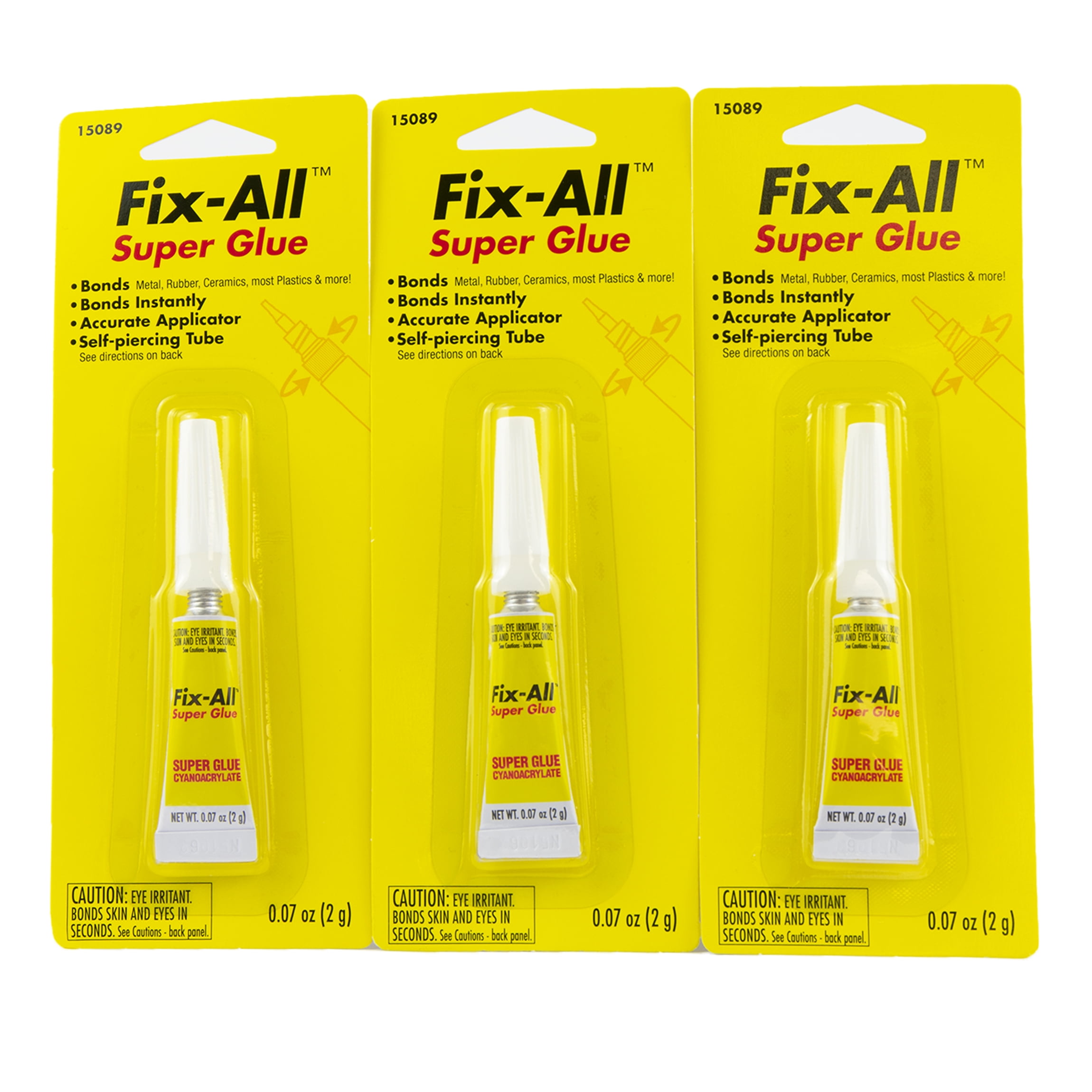 FixAll Super Glue with Precision Applicator .07 OZ Tube, 3 Pack