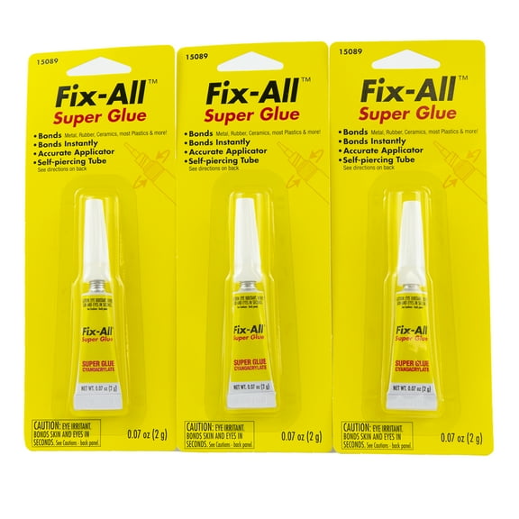 Fix-All Super Glue with Precision Applicator .07 OZ Tube, 3 Pack