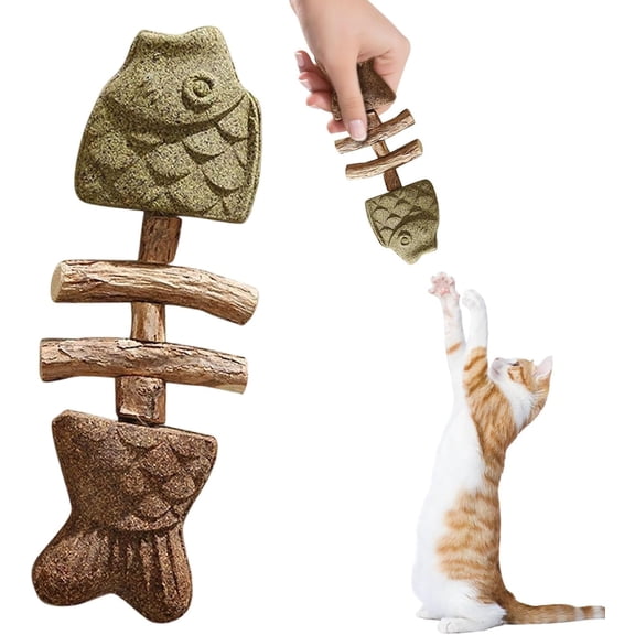 Fix Cat Dental Health, Natural Dental Chew for Cats, Fishbone Shape Cat Teething, Cats Chew with Catnip, Durable Feline Tooth Care Tool,Kitten Teeth Cleaning Care Sticks