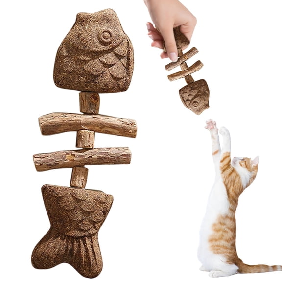 Fix Your Cat’s Dental Health Fishbone Cat Toy – Natural Catnip & Silvervine Chew Stick, Wooden Interactive Kitten Chew Play Toy, Multi-Flavor Feline Teeth Cleaning Tool woof bite and brush dental toy