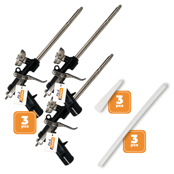 Fix & Fusion Closed Cell Spray Foam Gun | Includes Gun, Short and Long Nozzle (3 Pack)