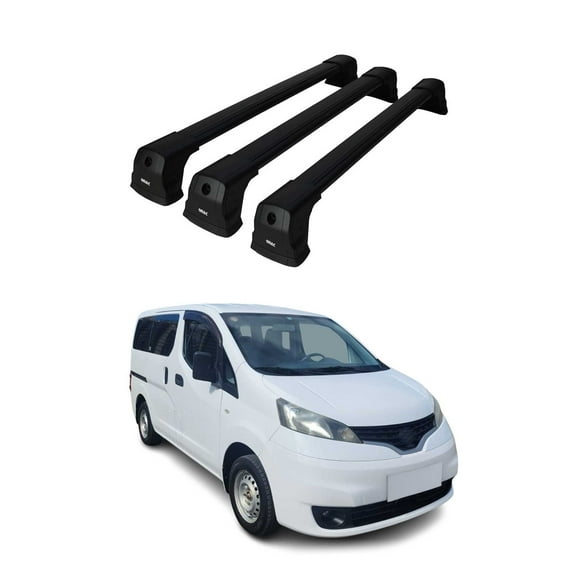 Fix Points Roof Racks Cross Bar Carrier for Nissan NV200 2013-2021 Black 3Pcs
