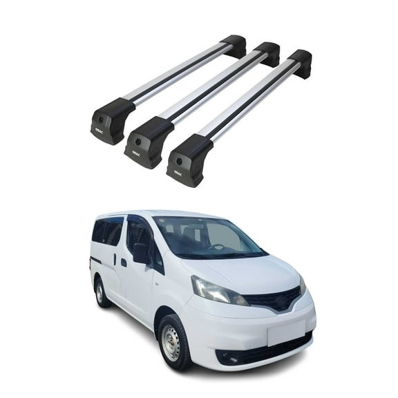 Fix Points Roof Racks Cross Bar for Chevrolet City Express 2015-2018 Gray 3Pcs