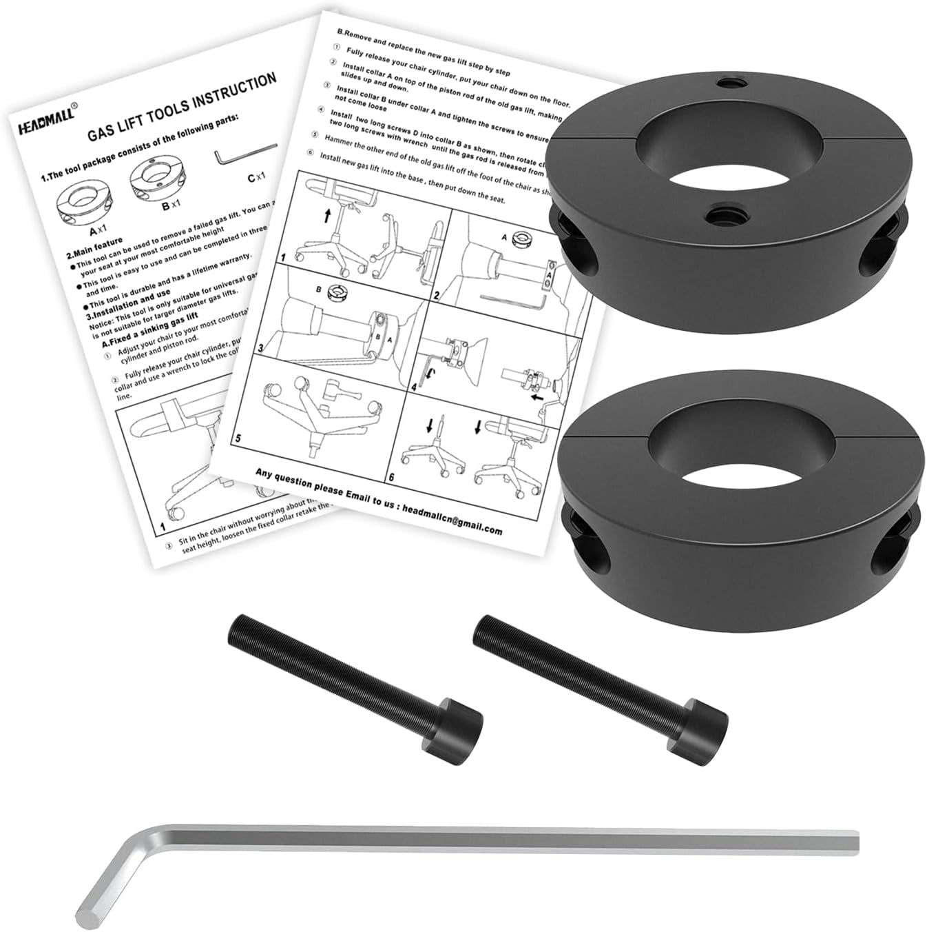 Fix Sinking Office Chair Clamps 2 Pcs Gas Lift Cylinder Piston Stoppers