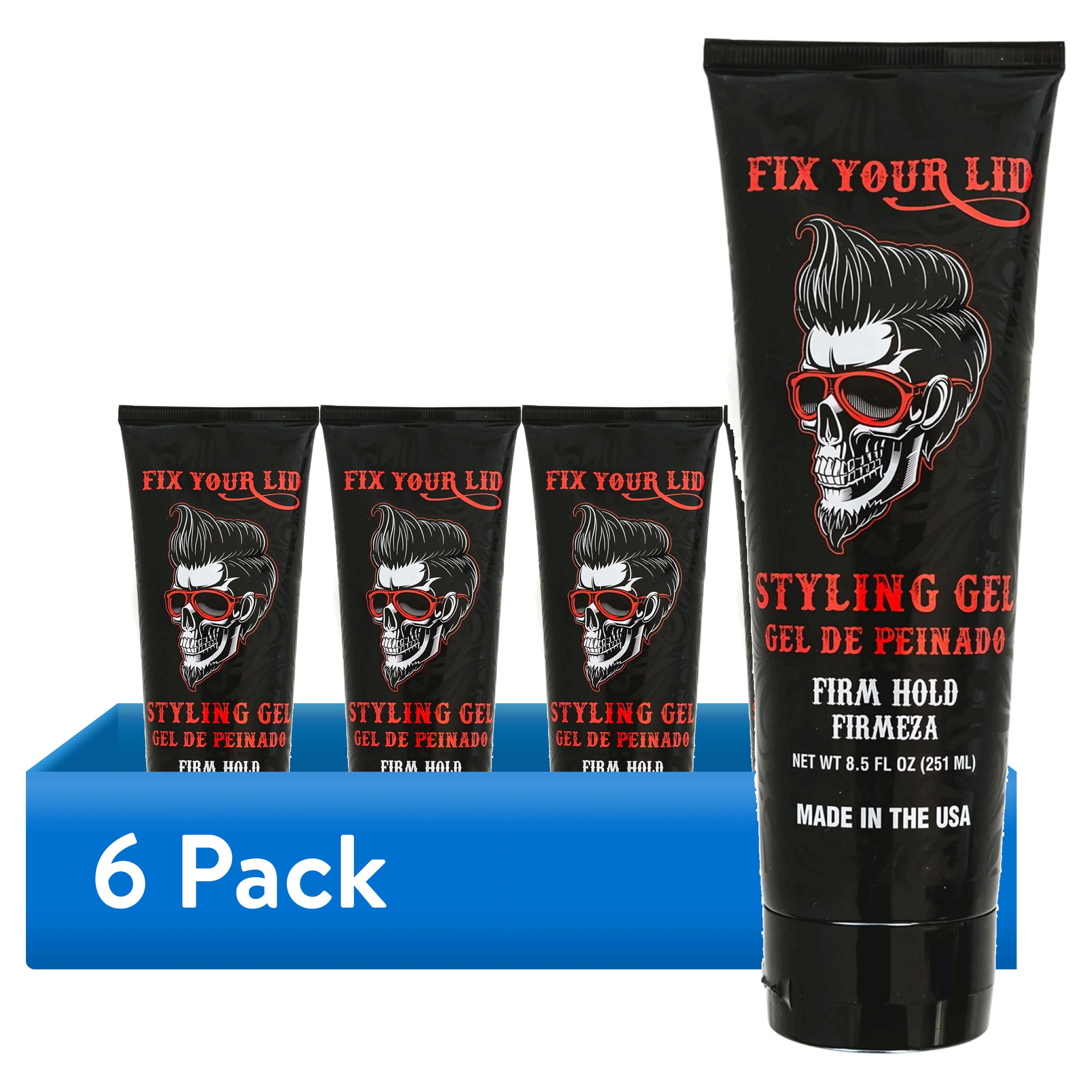 (6 pack) Fix Your Lid Firm Hold High Shine Hair Styling Gel, 8.5 fl oz