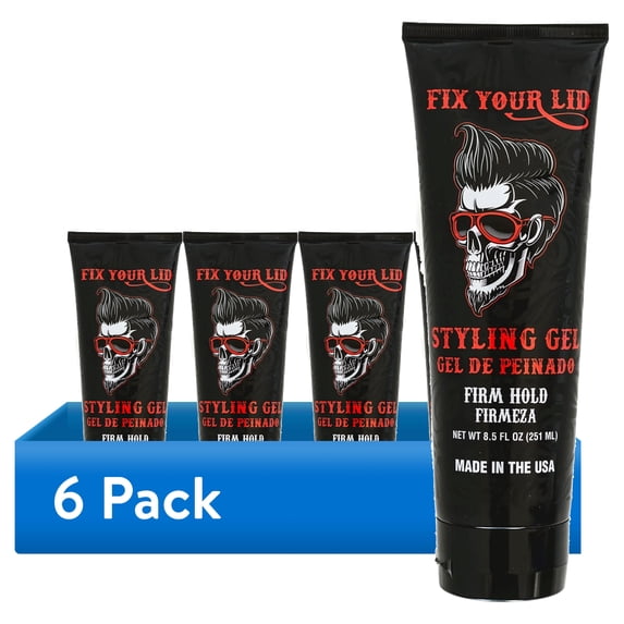 (6 pack) Fix Your Lid Firm Hold High Shine Hair Styling Gel, 8.5 fl oz