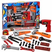 26-Piece Kids Pretend Play Tool Set with Toy Drill, Hammer, Saw, Pliers, Screwdriver, Wrench, Nuts & Bolts, Ages 3+