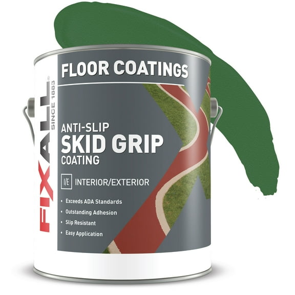 Skid Grip Anti-Slip Floor Coating, Slip-Resistant Pavement, Cement and Concrete Paint, Emerald, 1 Gallon