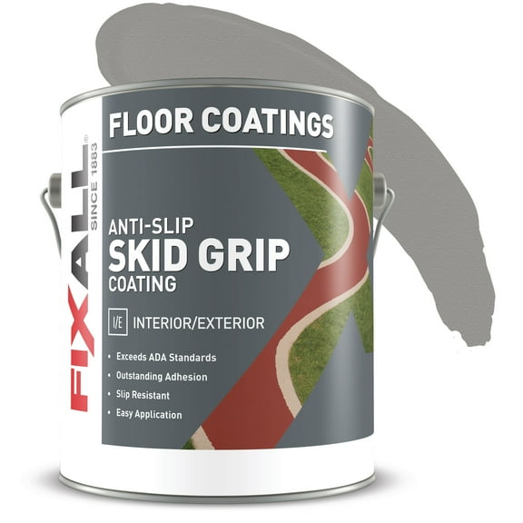 Skid Grip Anti-Slip Floor Coating, Slip-Resistant Pavement, Cement and Concrete Paint, Smoke, 1 Gallon