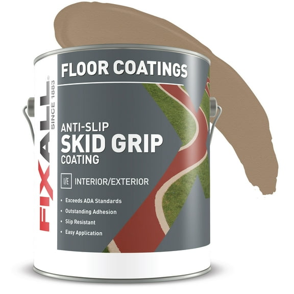 Skid Grip Anti-Slip Floor Coating, Slip-Resistant Pavement, Cement and Concrete Paint, Camel, 1 Gallon