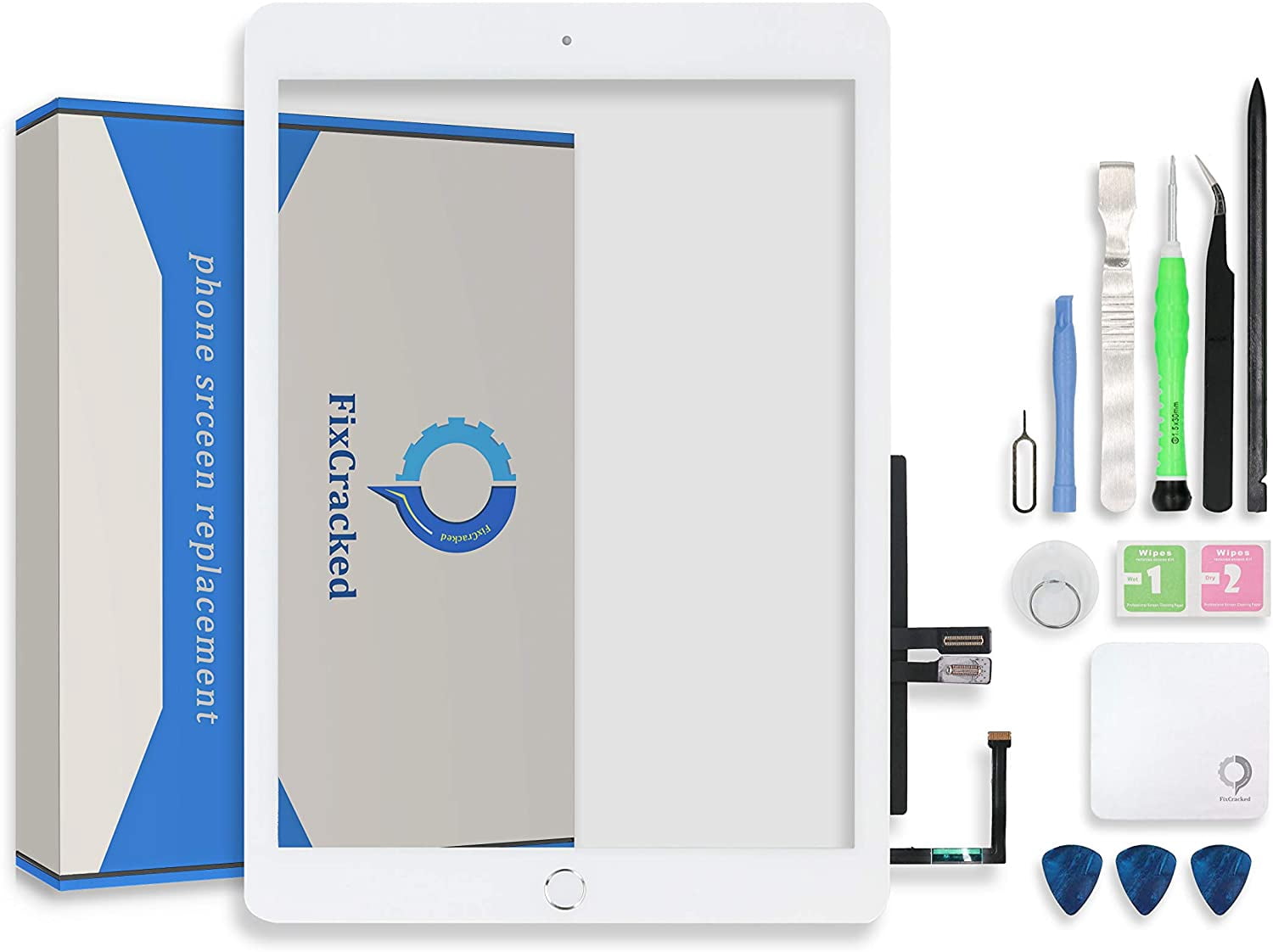 BRAYGOS Schermo Touch Screen Digitizer Per IPad 6a Gen (A1893, A1954) Con Pulsante Home IC - Bianco - Foto 2