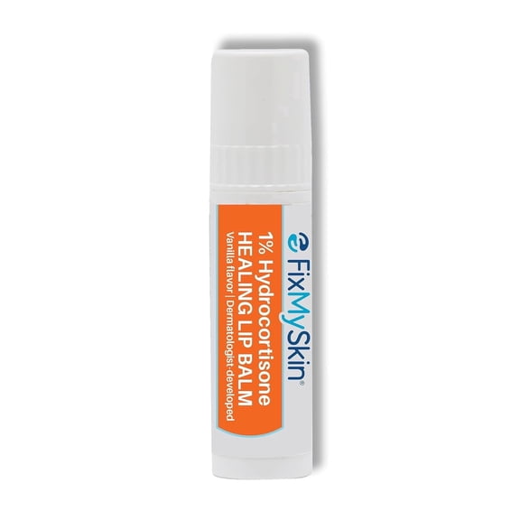 FixMySkin 1% Hydrocortisone Healing Lip Balm - Vanilla - Soothes & Repairs Dry, Cracked & Chapped Lips, 0.15 oz