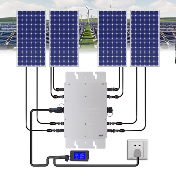 Fixartoo 1200W Micro Solar Inverter, IP65 Waterproof Grid-Tie Inverter with MPPT,for 30-36V Solar Panels, Home Solar System