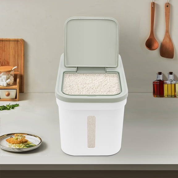 Fixartoo 22 lbs Airtight Rice Container,Food Storage Bin with Clear Window & Scale, Removable Anti-Bug Box & Flip Cover,For Kitchen Pantry
