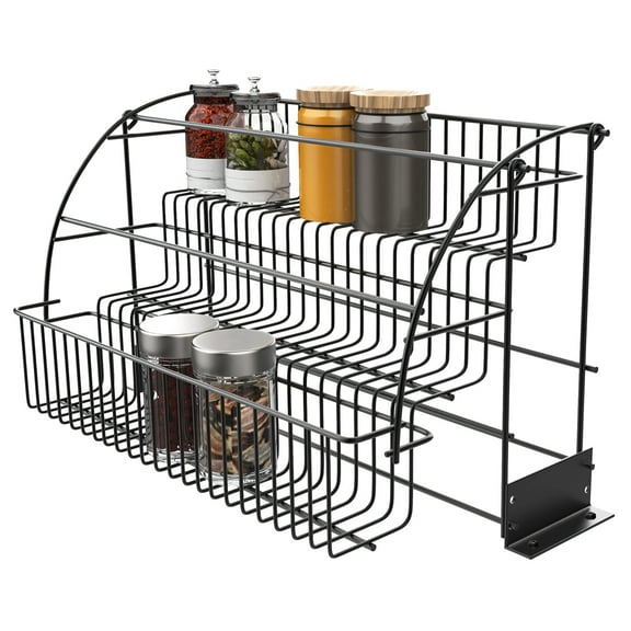 Fixartoo 3-Tier Pull Down Spice Rack, Cabinet Drop Down Organizer with Buffer Lift,11 lbs Capacity, for Kitchen Storage