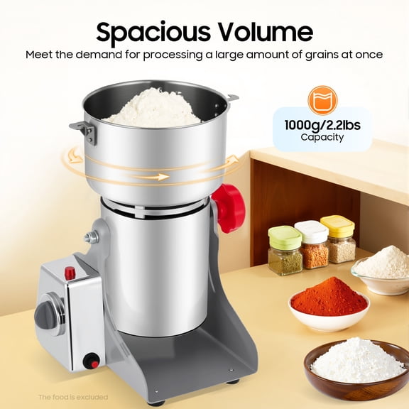 Fixartoo 3600W Grain Mill Grinder,30000 rpm 304 Stainless Steel, 1-5 Min Timer,2.2 lbs Commercial Dry Spice Grinde, for Coffee Beans Grains Herbs