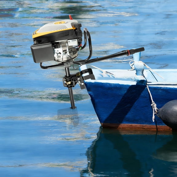 Fixartoo 4-Stroke 225CC Outboard Motor,4.3kW 9.3 mph Boat Engine with Clutch Control,TCI Ignition,for Inflatable Fishing Boat