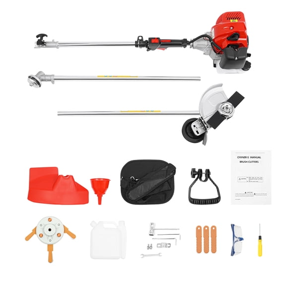 Fixartoo 43cc 2-Stroke Gas Brush Cutter,8500 RPM Weed Eater with Roller Blade & Mowing Head,Heavy Duty Grass Trimmer for Lawn Garden Orchard