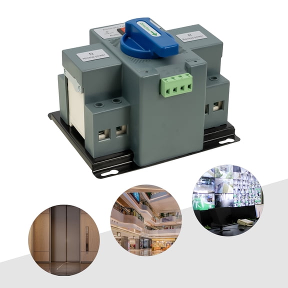 Fixartoo Automatic Transfer Switch 63A 2P,Dual Power ATS,Auto/Manual Mode with Indicator Lights,110V 50/60Hz  For Home Elevator Fire System