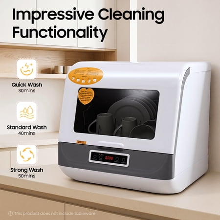 Fixartoo Countertop Dishwasher 4 Modes,Compact Portable Dishwasher with Fruit Wash,800W for RVs, Apartments, Dormitories,Home Kitchen