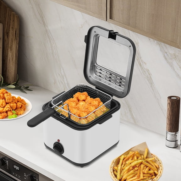 Fixartoo Electric Deep Fryer 2.64 Qt, 1000W Stainless Steel Fryer with Adjustable Temp,Removable Basket,For French Fries Fried Chicken Onion Rings,Easy-Clean