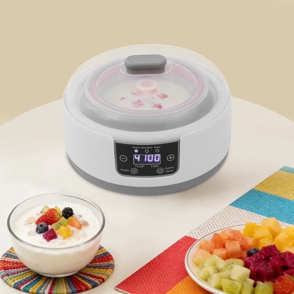 Fixartoo Electric Yogurt Maker 40 oz with 5 Cups,Adjustable Temp,Timer 1-99H,Multi-Function Fermenter for Yogurt Rice Wine Natto,15W