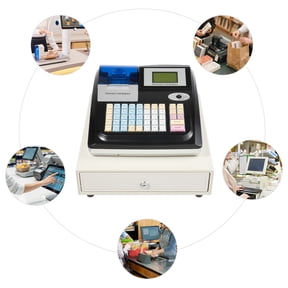 Fixartoo Electronic Cash Register,48-Key POS System with LCM & LED Display,4 Bill 5 Coin Slots,UV Bill Checker, for Retail Store Supermarket