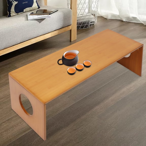 Fixartoo Foldable Bamboo Coffee Table 39"x14.5",Japanese Floor Table,33 lbs Capacity,For Living Room Bedroom